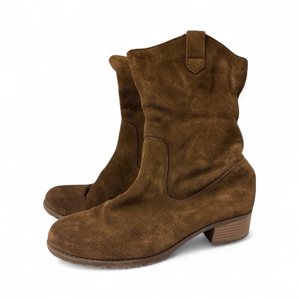 Charles David Women's Cowboy Boots Brown Suede‎  Size 7.5  Plaid  Lined